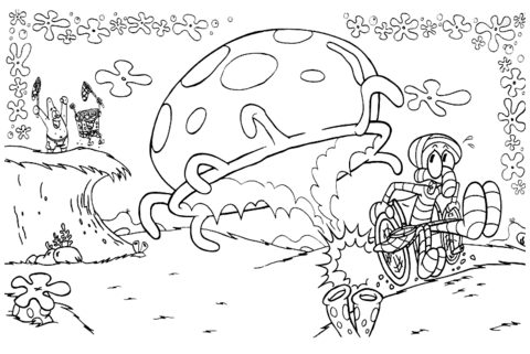 Escaping From Jellyfish  Coloring Page